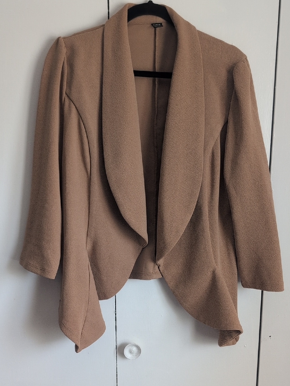 SHEIN Taupe Draped Open-Front Blazer